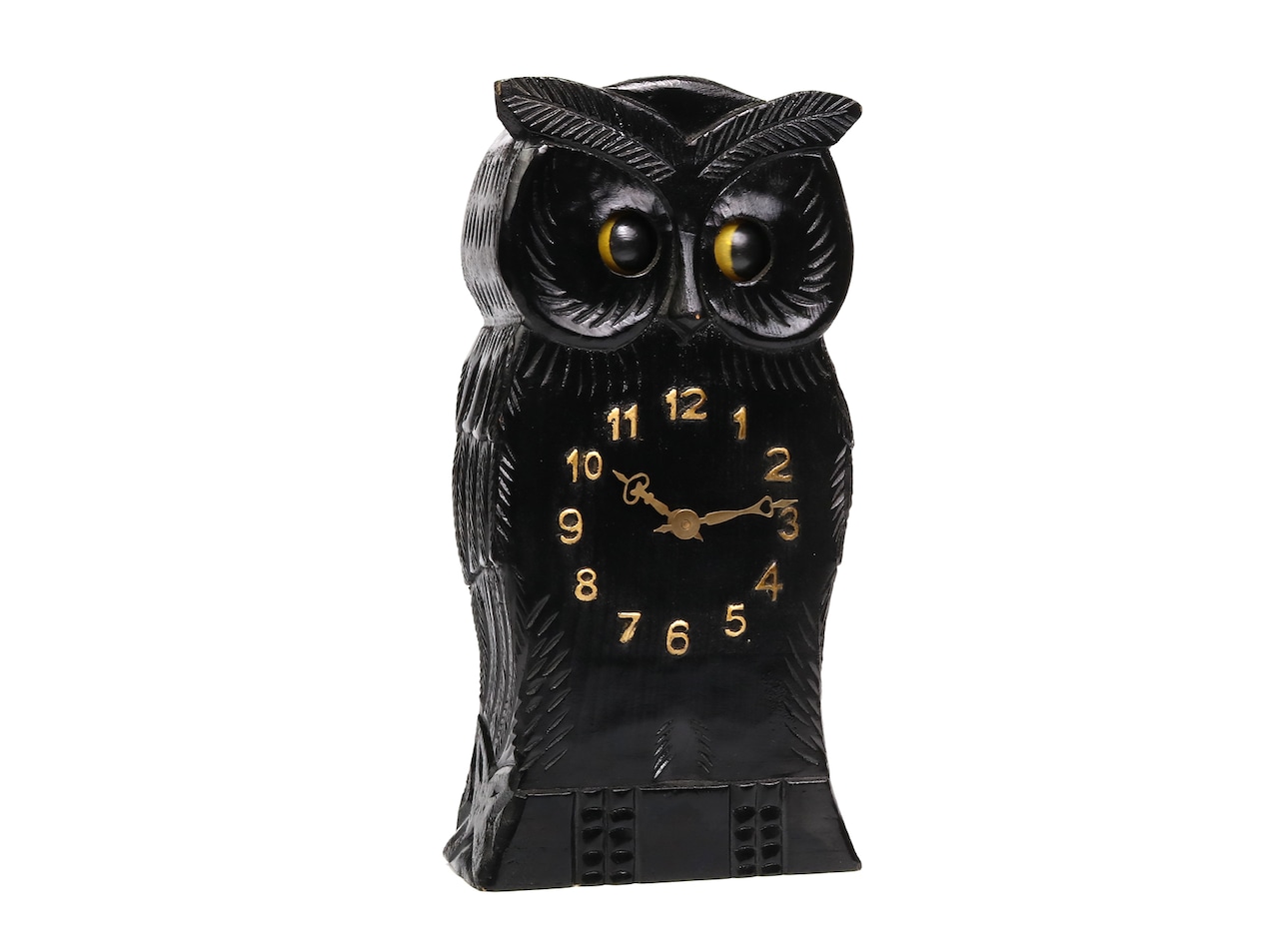 MECHANICAL WOODEN OWL CLOCK(Turning-Eyes, Black Forest)