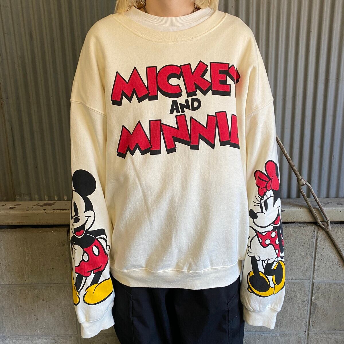 mickey＆co MINNIE MOUSE ミニーマウス キャラクタースウェットシャツ トレーナー USA製 メンズL /eaa336965