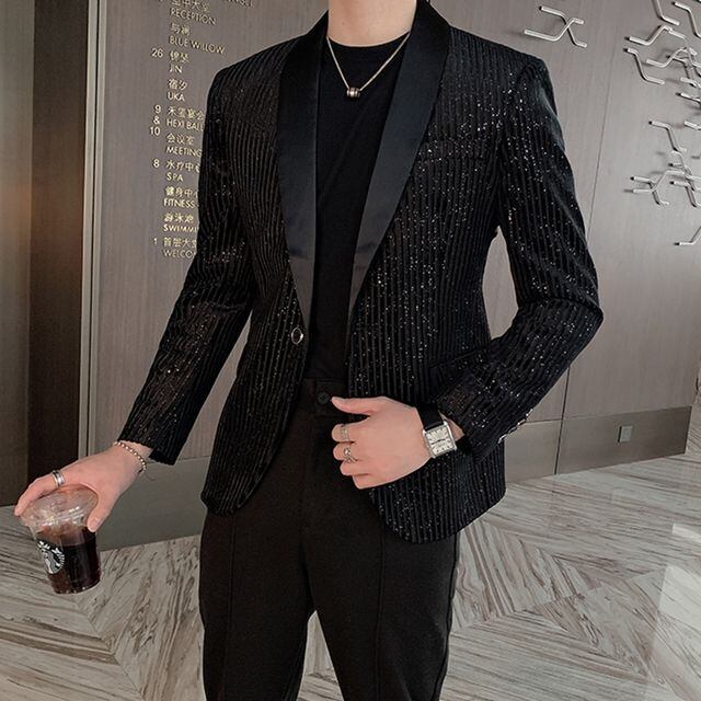 【予約販売】ジャケット メンズ ブラック 黒 テーラードジャケット ドレスアップ シック こなれ感 お洒落 パーティー 結婚式 二次会 パーティー エレガント 韓国 トレンド M/L/XL/2XL/3XL