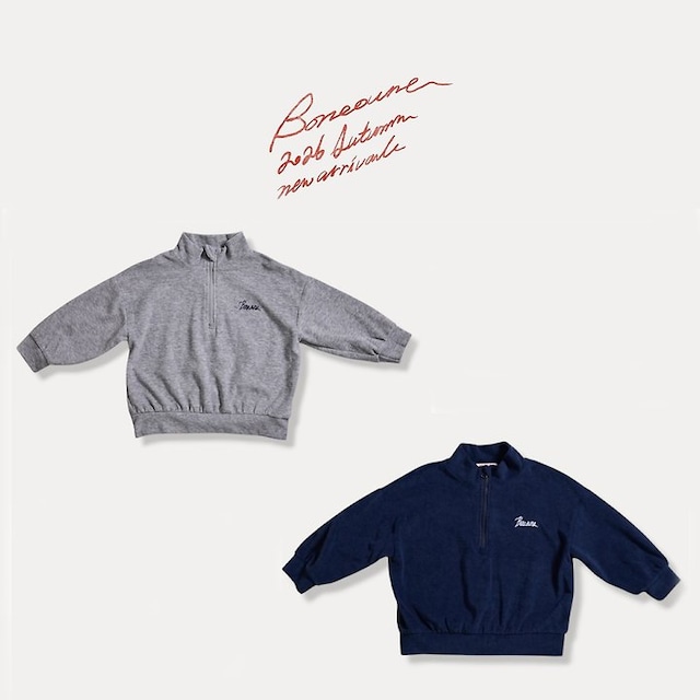 【取寄】boneoune|terry half zip-up|テリーハーフジップ|XS-JL|kids&jr|26 autumn