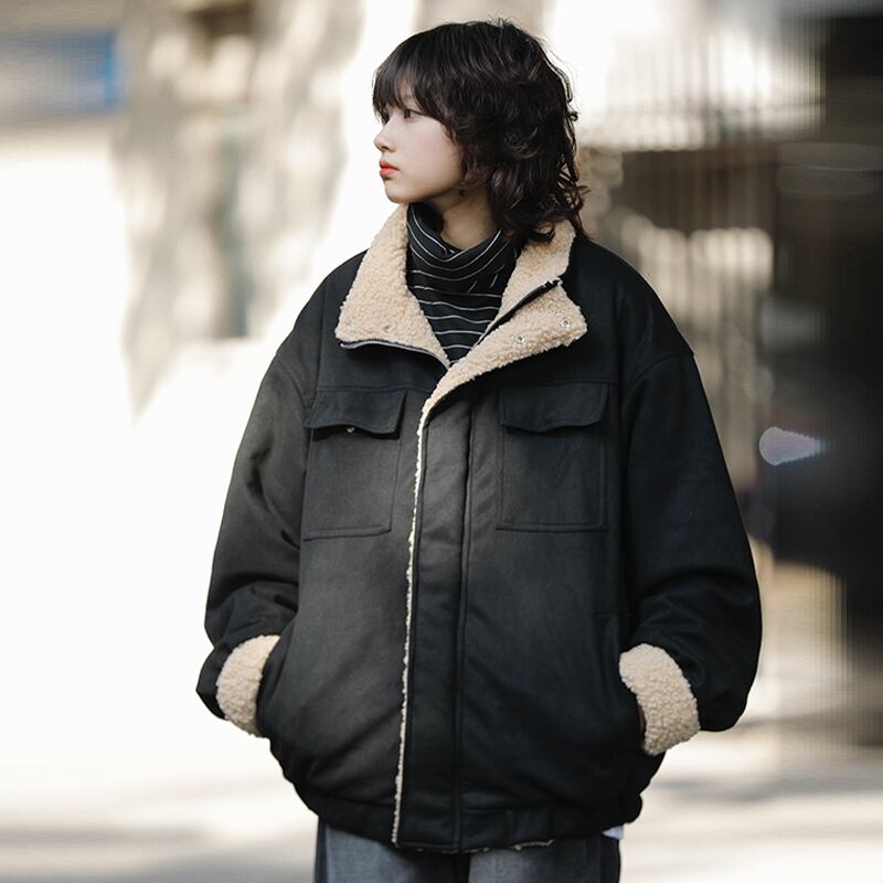 【スエード】襟ボア ジャケット（38） スエード】襟ボア ジャケット（38）