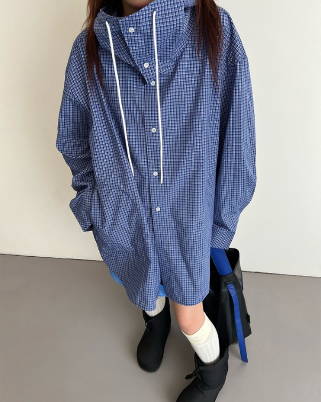 Plaid Hooded Shirt［A0316］