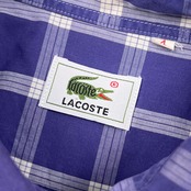サンプル品 90s LACOSTE ラコステ チェック 長袖シャツ 4/ブルー メンズ 大沢商会