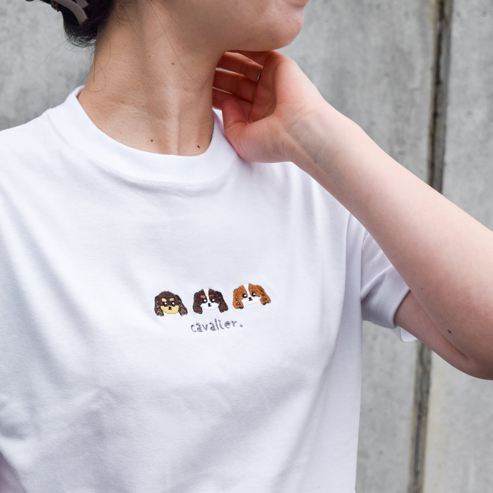 犬種が選べる！わんこトリオ刺繍Tシャツ 名入れ可【選べる4色】親子