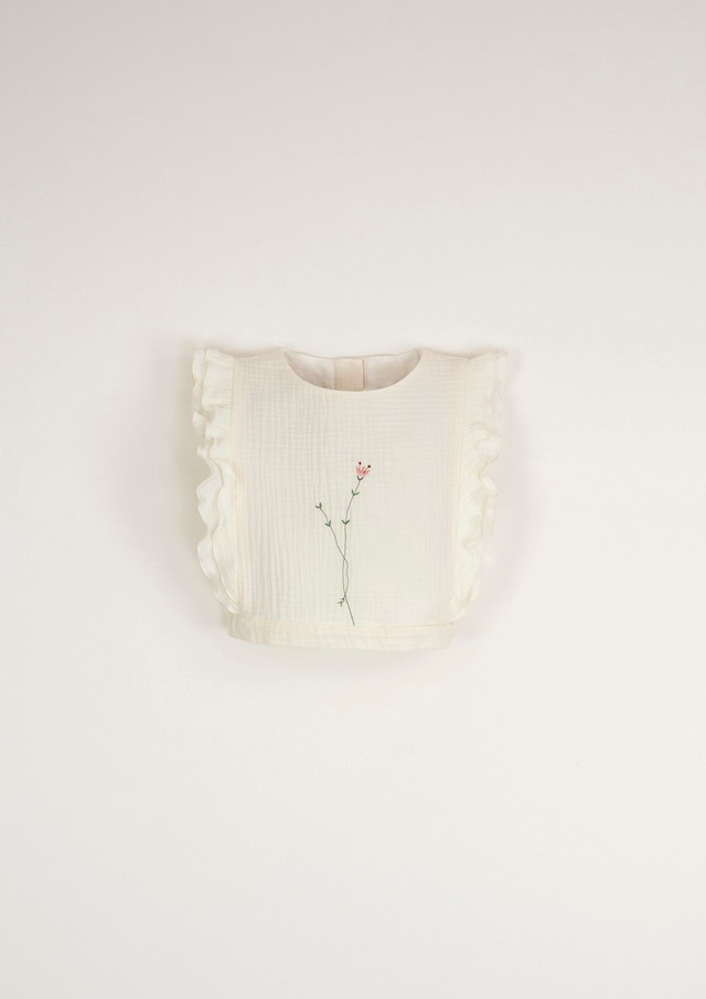 Popelin / Off-white organic embroidered top