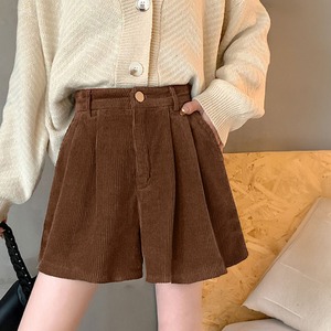 コーデュロイ ショートパンツ レディース 春秋冬 韓国 おしゃれ 大人 かわいい カジュアル ゆったり ハイウエスト Aライン 美脚 大人可愛い 大人女子 [LW-CCP021]