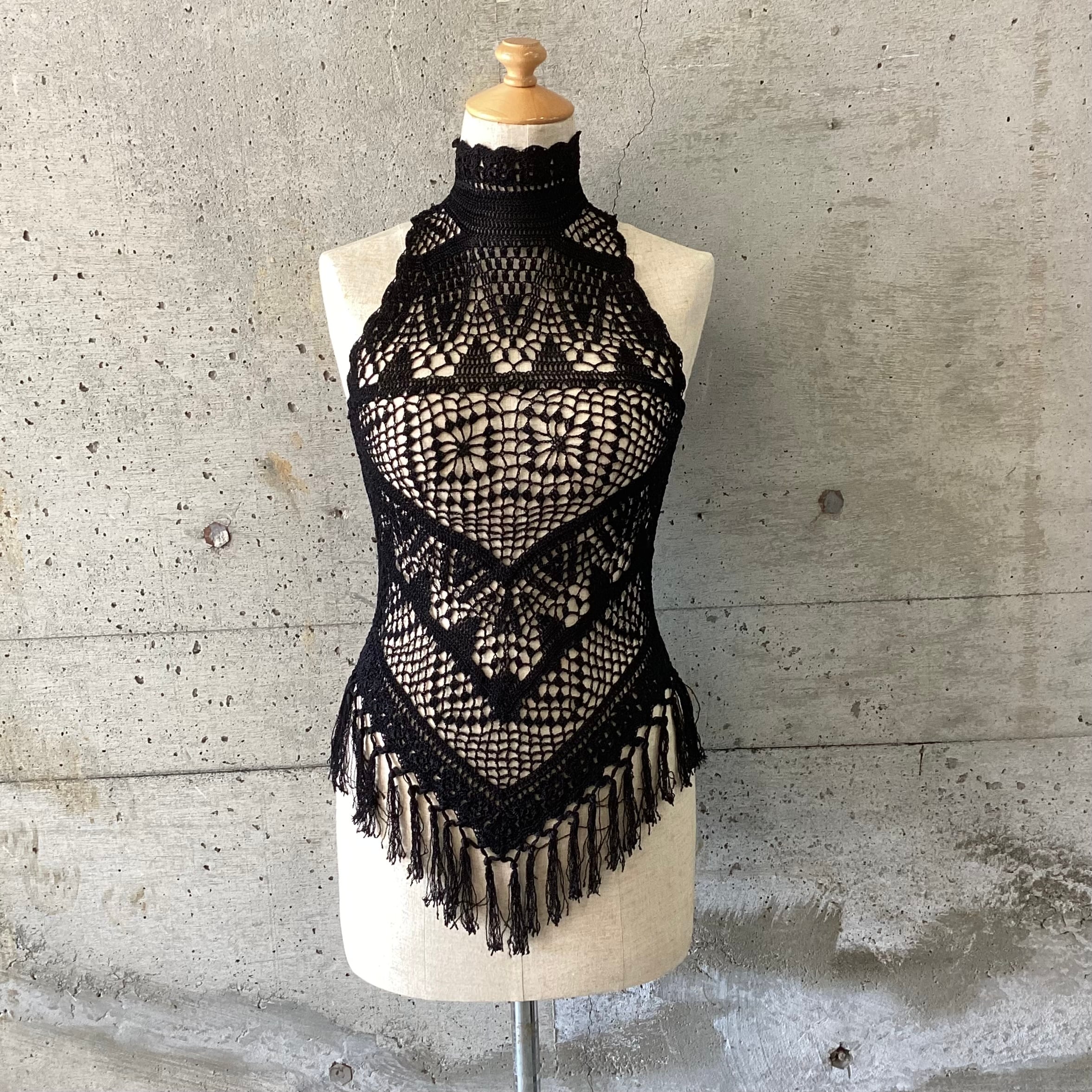 Crochet hem fringe top