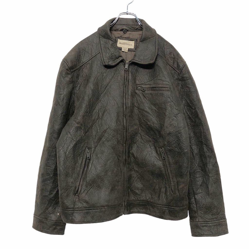 RuffHewn フェイク レザー ジャケット XL ブラウン ラフヒューン