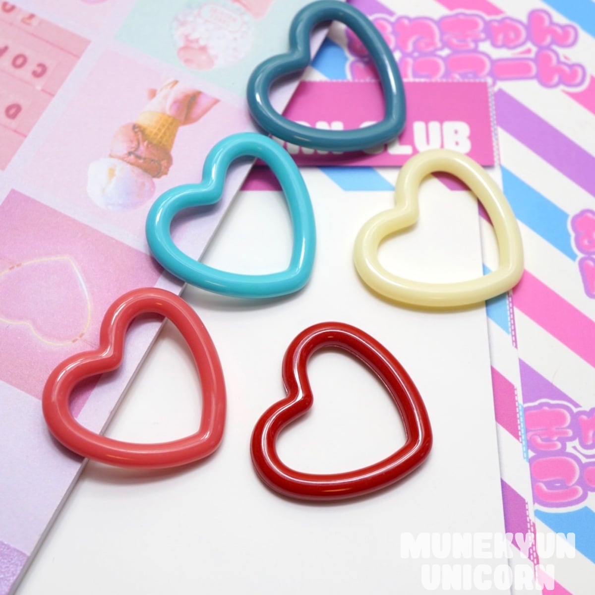 D534 75%OFF【1個→4個セットSALE】ハートリングパーツ【5色