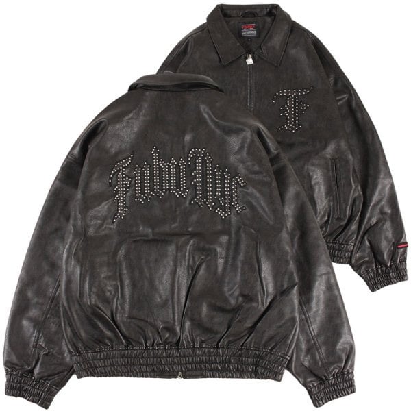 FUBU “FAUX LEATHER STUDS PATCH JACKET” [FAM-52302 Black] | alpha