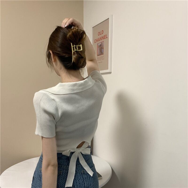 カラーショートセーター レディースサマーカジュアルTシャツ トップス 夏物 1号婦人55154932240