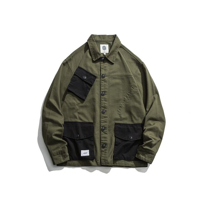 Road、Vintage、ese Retro Trend、Personality、Color Blocking Pocket Workwear Jacket、Loose Jacket Boys レトロ ビンテージ hip6-161185895419707