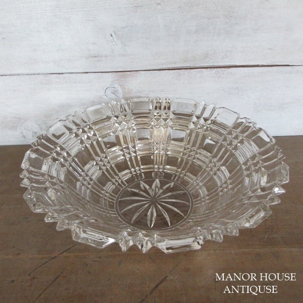 ②70年代 フルーツポンチ クリア プレスガラス Y型スウィーツカップ×5セット フルーツポンチ入れガラス食器一式 ビンテージ ②70年代 フルーツ