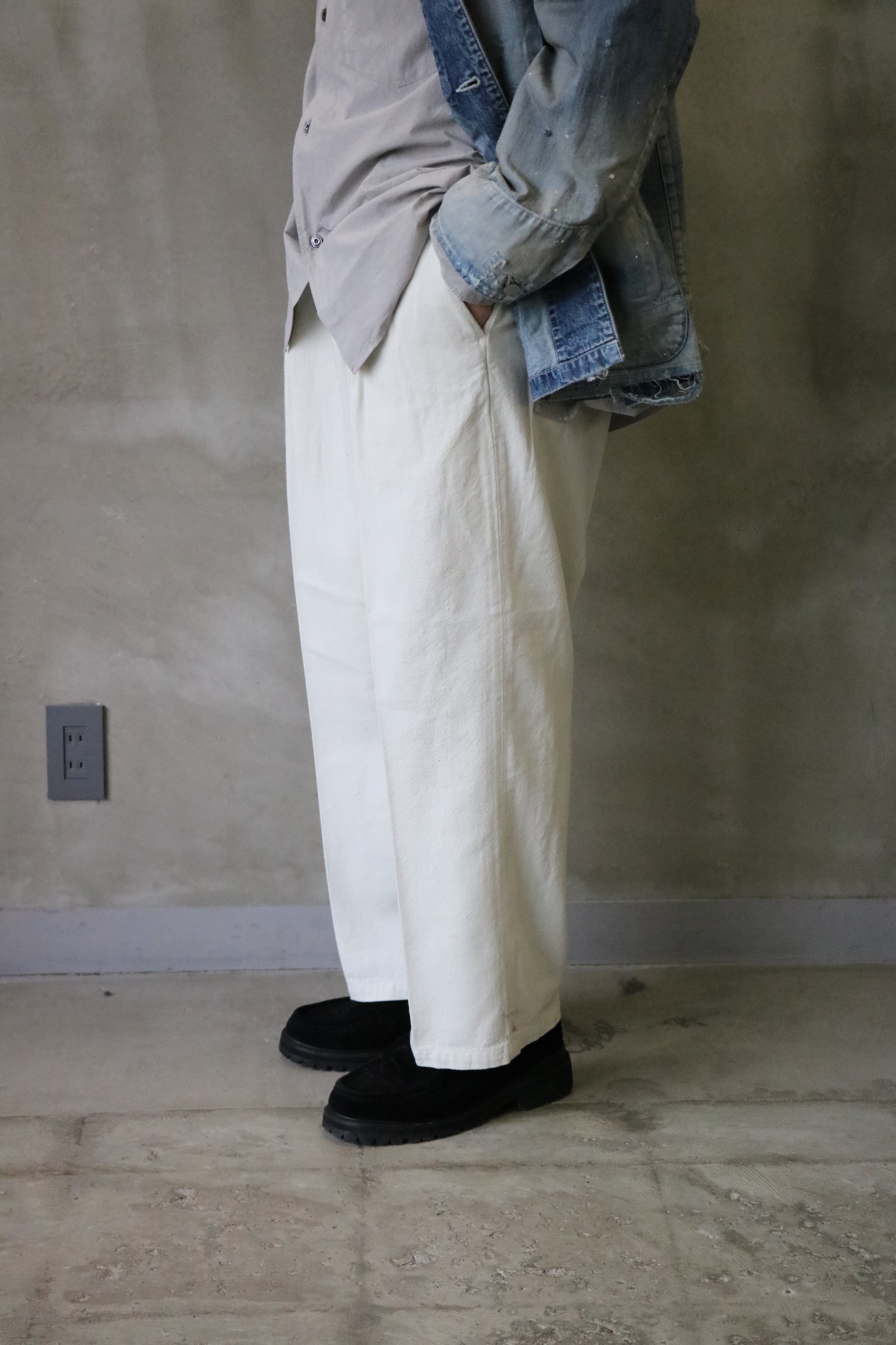 パンツ ANCELLM C/S TUCK EASY SLACKS ANCELLM - W/L WIDE EASY TUCK SLACKS | BLACK | スラックス