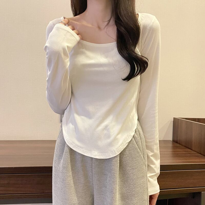 Tシャツ シャツ 薄手スプリングオータムスリム ロング 春物 秋物 試着室92260561272