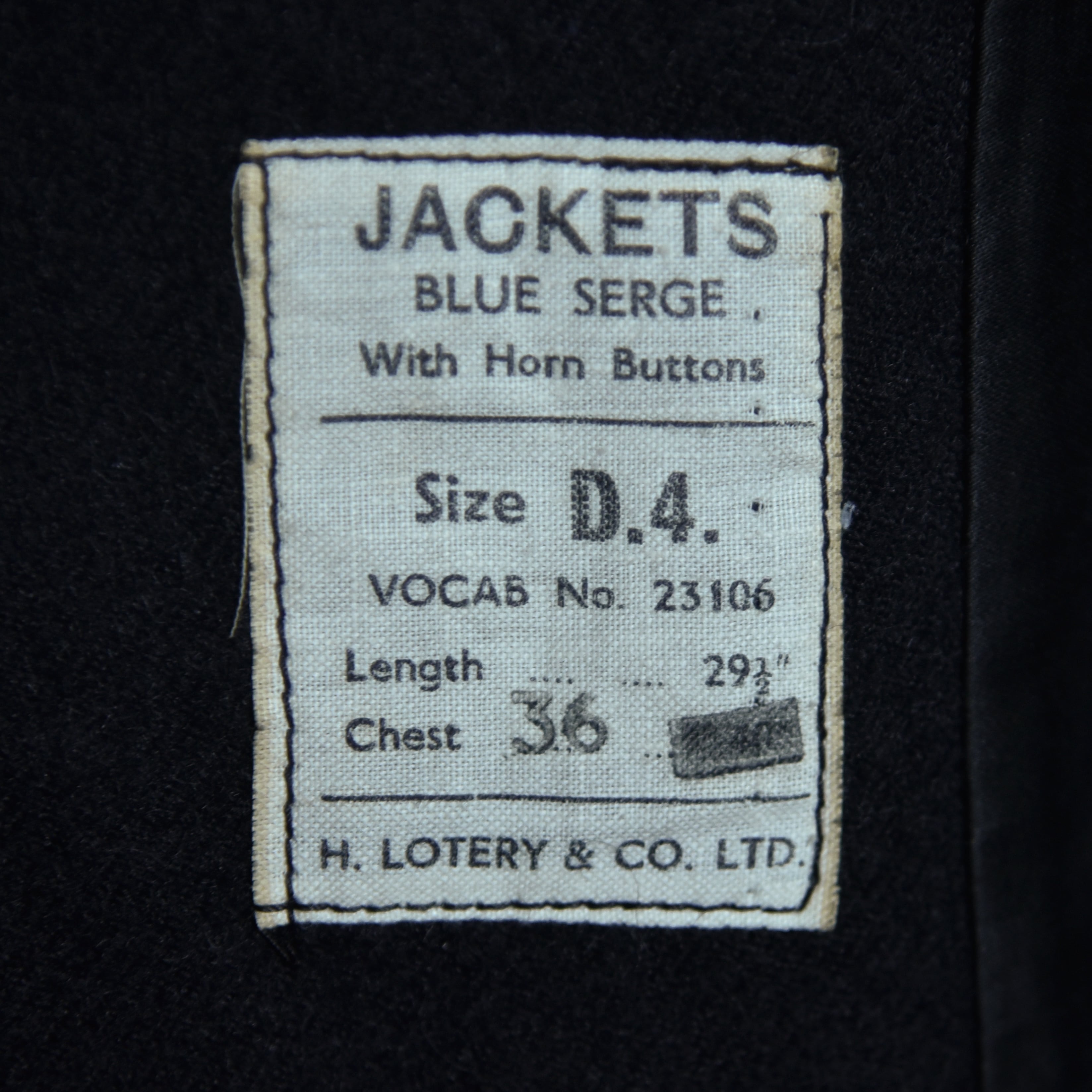 50s British Royal Navy Blue Serge Jackets with Horn Buttons ブルー