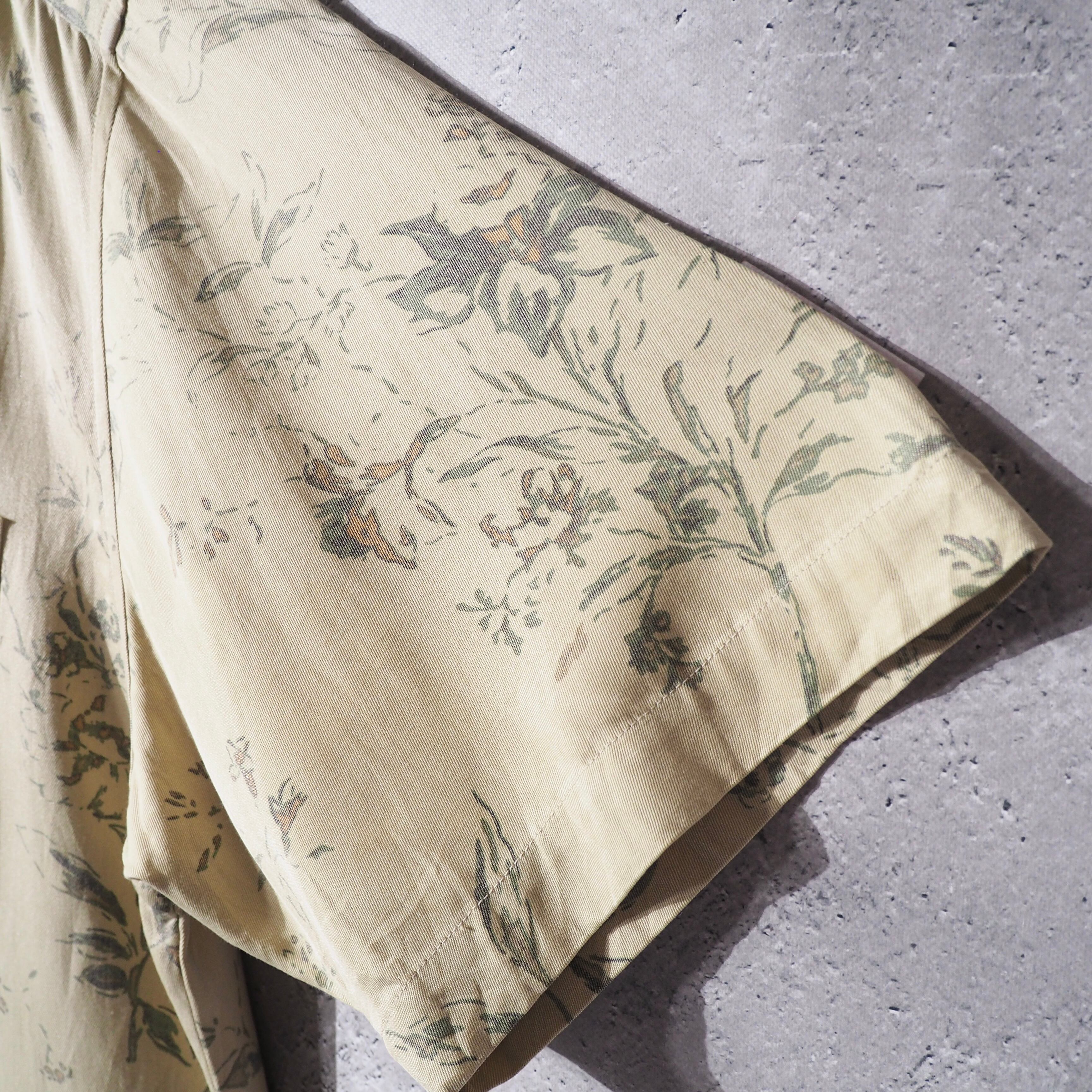 Beautiful fleeting Flower × Silk mix Open collar SS shirt