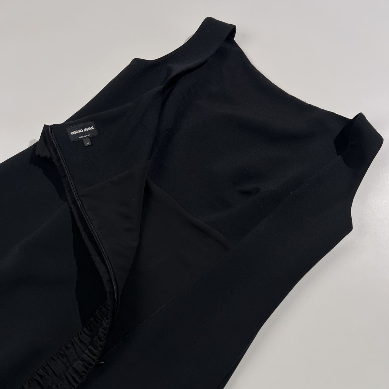 GIORGIO ARMANI ジョルジオアルマーニ リボン付き ノースリーブ ロング ワンピース サイズ 42 /ブラック/イタリア製