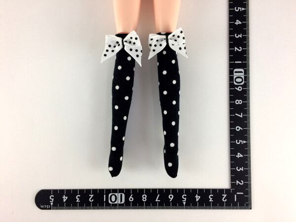 ドールアクセサリ 1/6 女性用 靴下 ストッキング 黒 白点 BS191 - 画像1