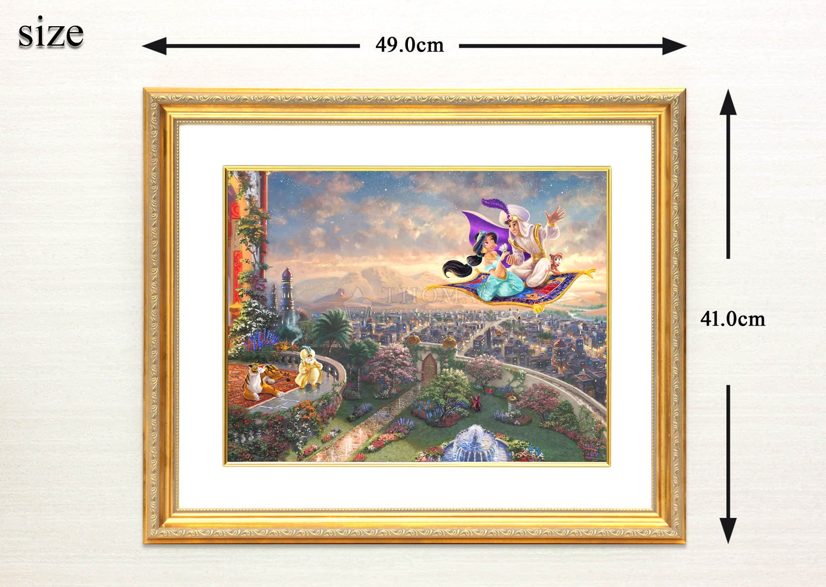 ディズニー絵画「アラジン」額縁2種選択可 作品証明書 展示用フック付 