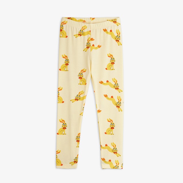 【26AW】minirodini(ミニロディーニ)Rabbits aop leggings yellow(80-86/92-98/104-110)レギンス スパッツ うさぎ