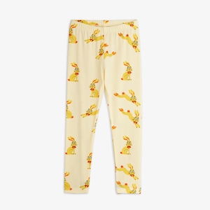 【26AW】minirodini(ミニロディーニ)Rabbits aop leggings yellow(80-86/92-98/104-110)レギンス スパッツ うさぎ