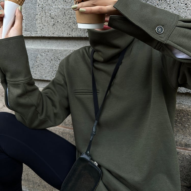 High neck casual cut and sew TO0703