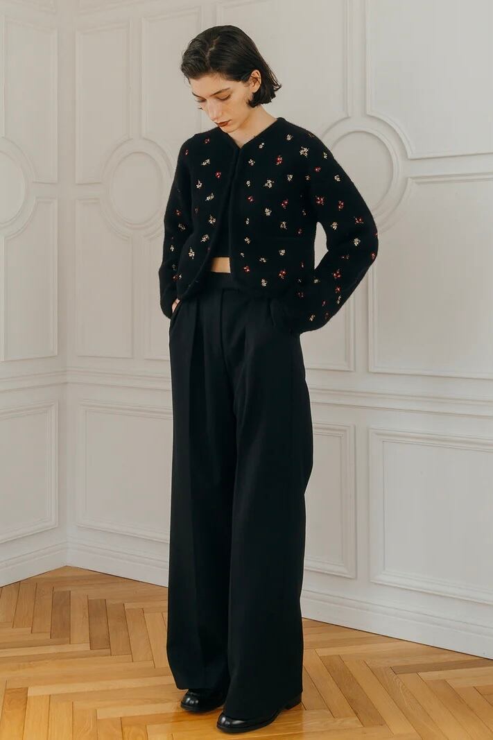 CREDONA FLOWER EMBROIDERY KNIT JACKET フラワーエンブロイダリー