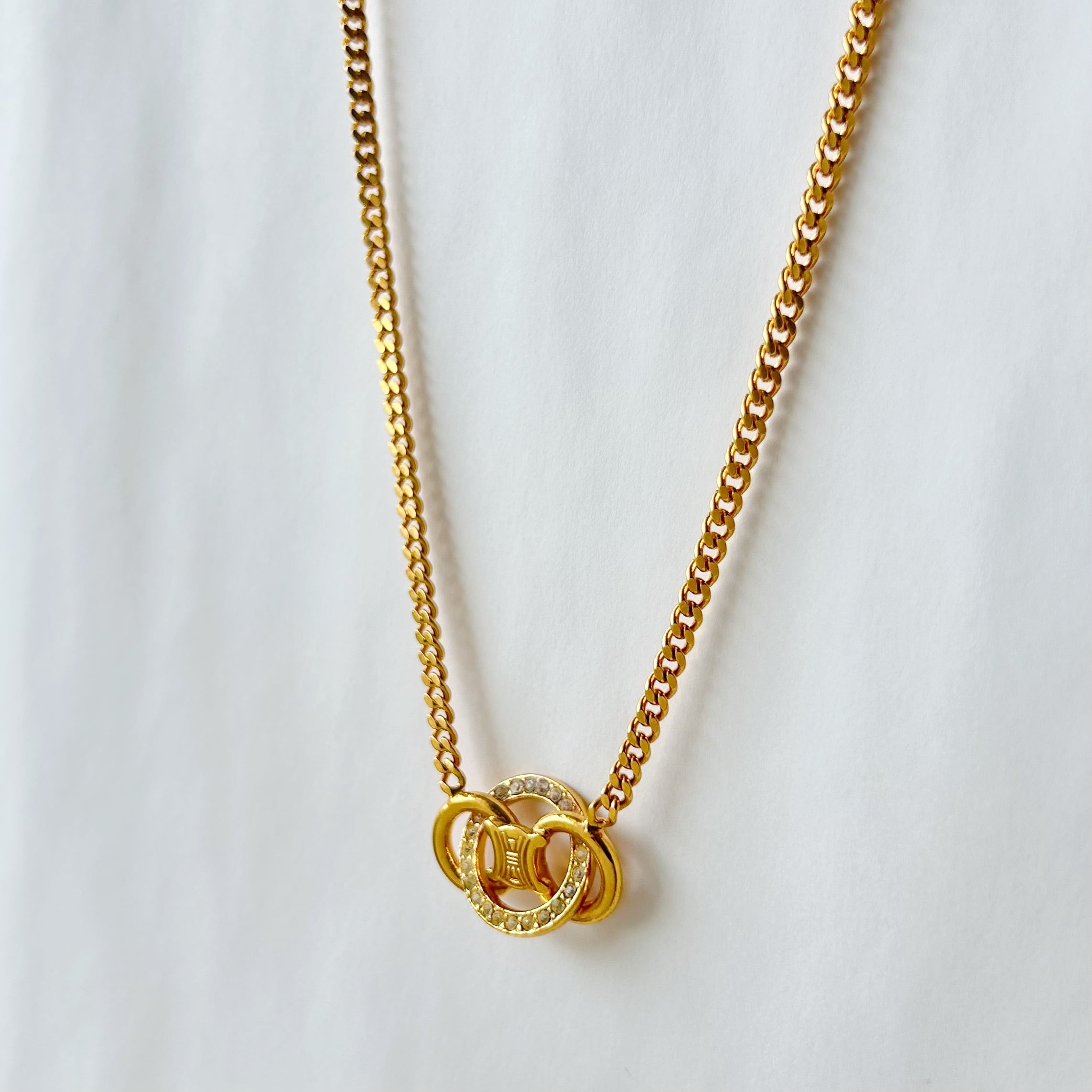 CN7108】CELINE macadam rhinestone necklace/セリーヌ/ネックレス