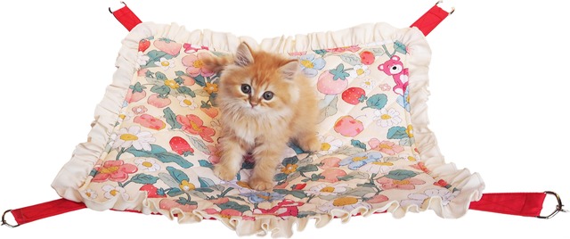 【猫ちゃん用】フリル付き猫のハンモック　花柄
