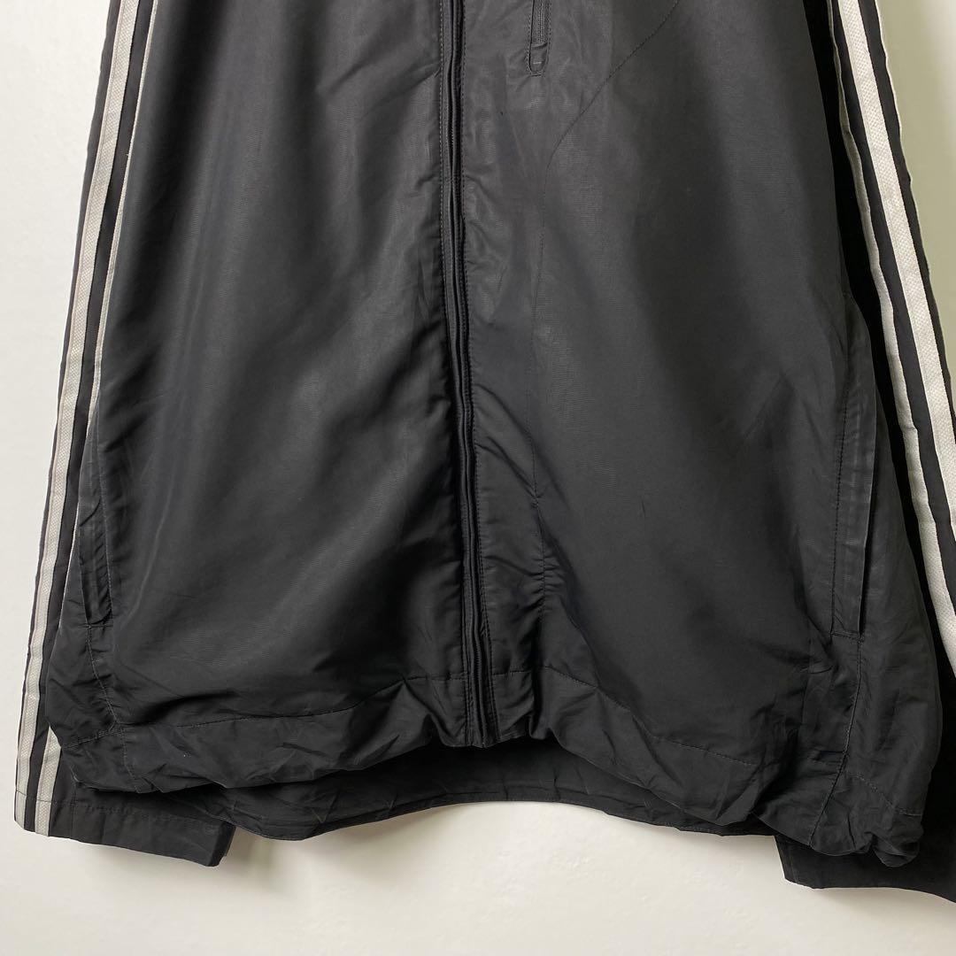 adidas スリーライン 袖ライン ナイロンジャケット 黒 2XL S1810