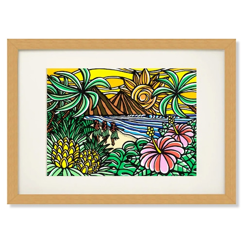 Art Print A4（Waikiki Hula）with Frame