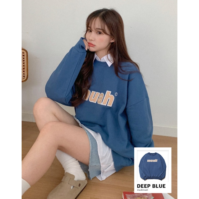 [MUAH MUAH] Combi-point signature sweatshirt (4 color) ムアムア 正規品  韓国 ブランド 韓国ファッション 韓国代行 T-シャツ トレーナー