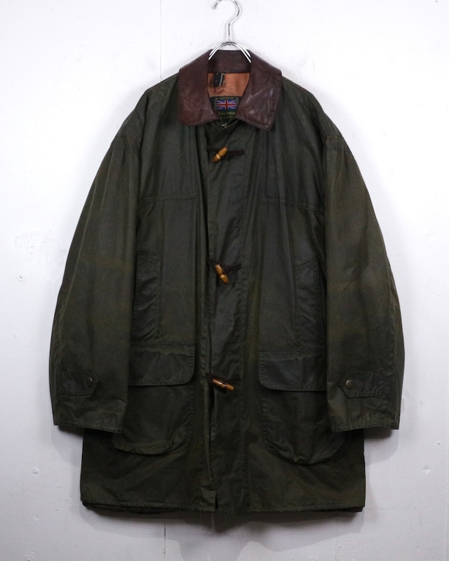【Caka act2】80's〜90's Leather Collar Oiled Euro Vintage Loose Coverall Jacket