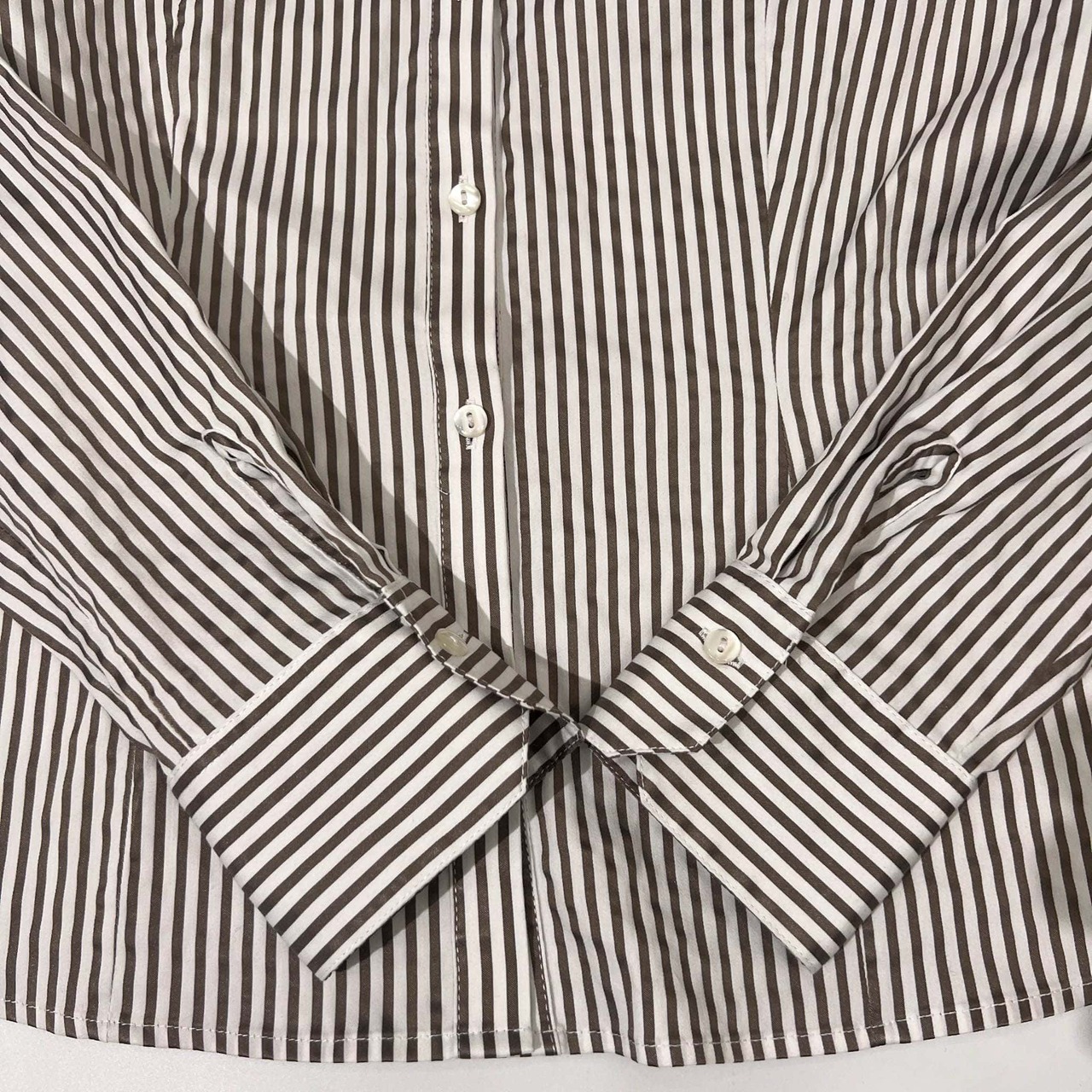 NARACAMICIE ナラカミーチェ ストライプ オープンカラー 長袖シャツ 1/ブラウン ホワイト