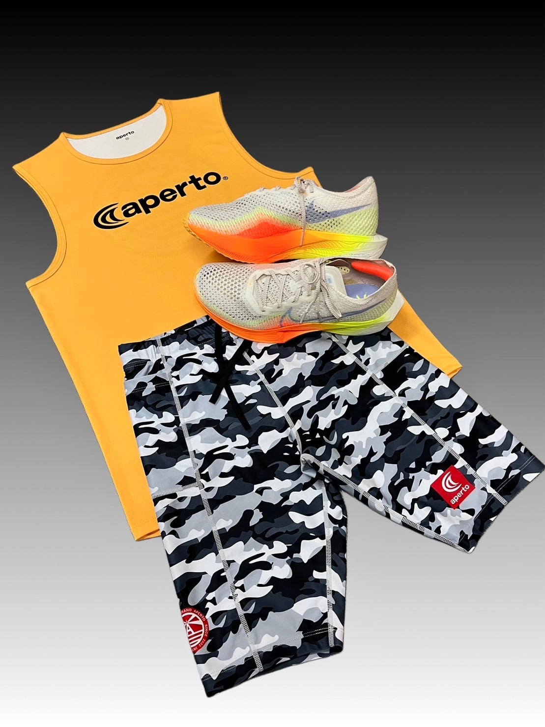 AP 124172】メンズ 全昇華アドバンスタイツ ブラックカモ柄 | aperto