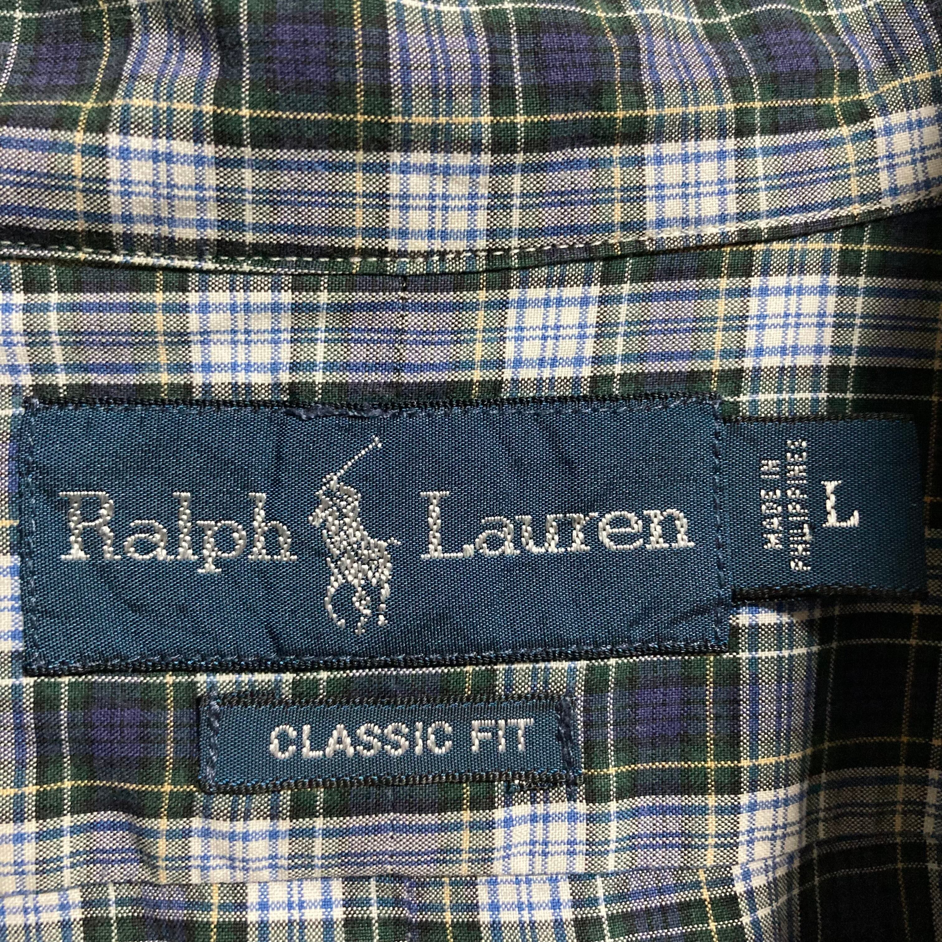 Ralph Lauren】L/S Check Pattern BD Shirt L 90s ラルフローレン