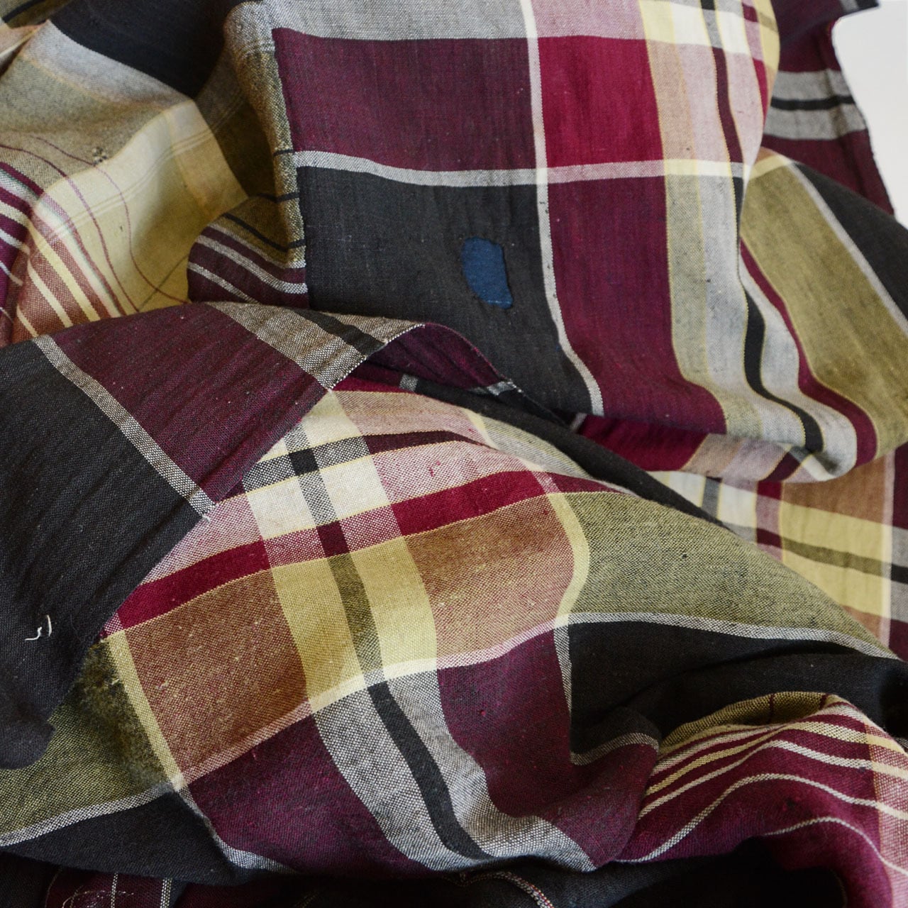 古布 布団皮 ほどき 木綿 格子模様 昭和初期〜中期 東北地方 ジャパン