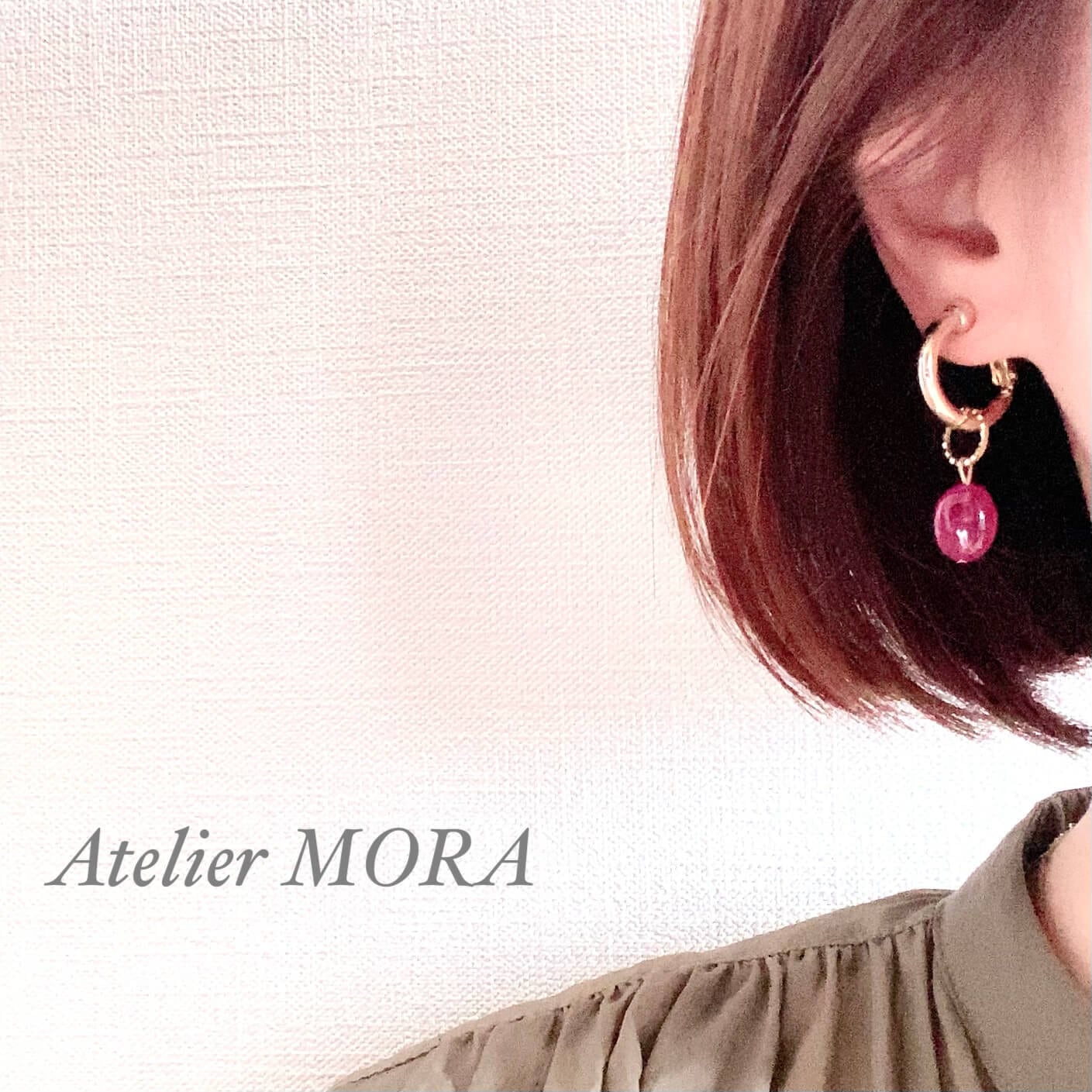 7月誕生石》ルビー つや色フープイヤリング・ピアス | Atelier MORA 7月誕生石》ルビー つや色フープイヤリング・ピアス | Atelier MORA