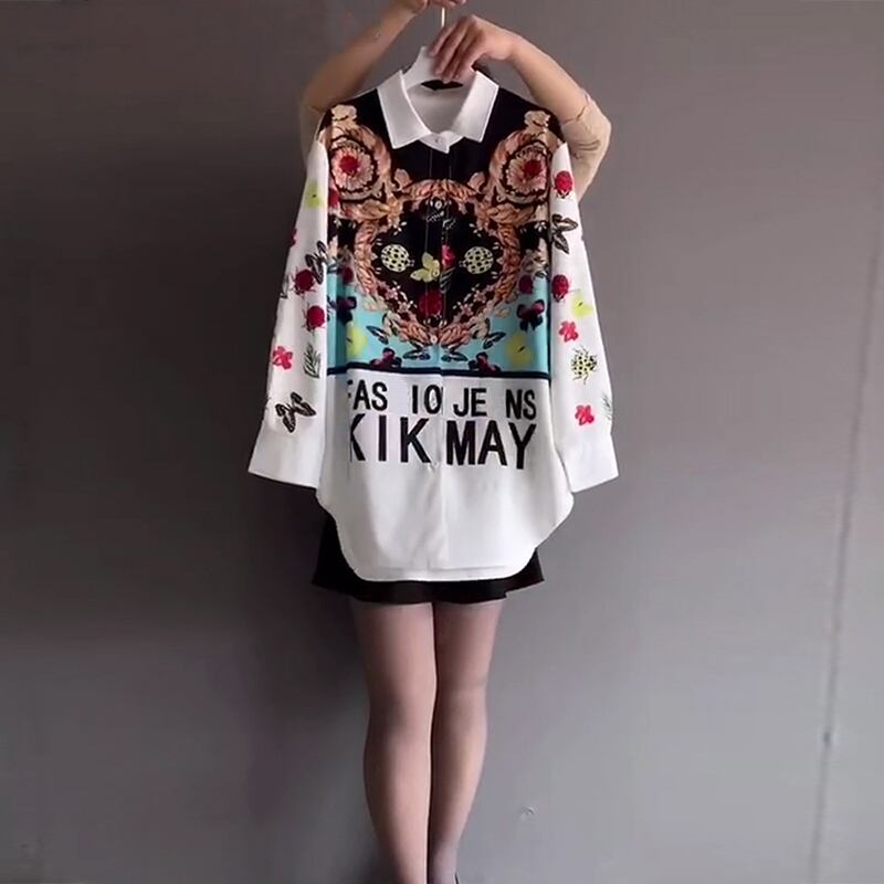 薄手シャツ スタイルルーズスプリング 大きめサイズ 春物 ミックスインファッション7349508323