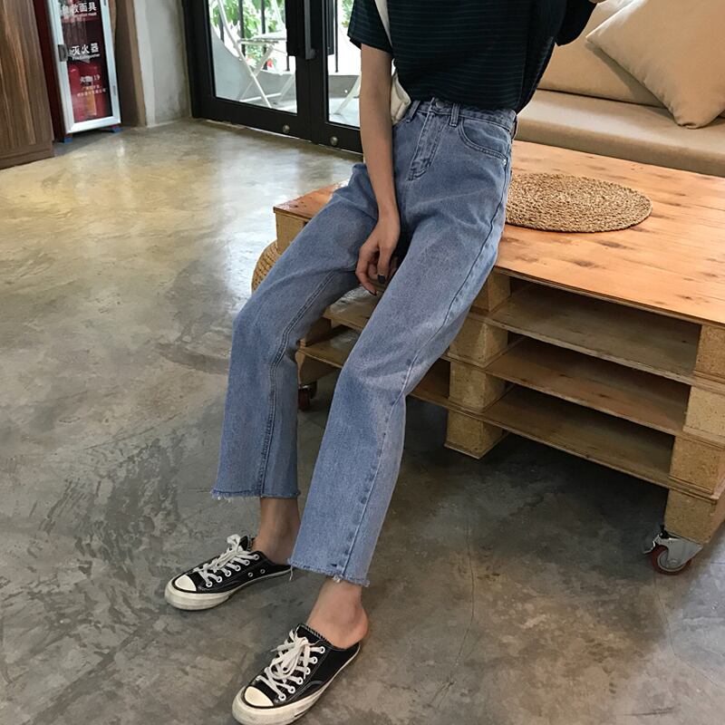 スプリングオータムパンツ ワイドレッグハイウェストウェストスリムジーンズ レディースルーズ 春物 秋物 ワイドパンツ スーパーモール78569231866