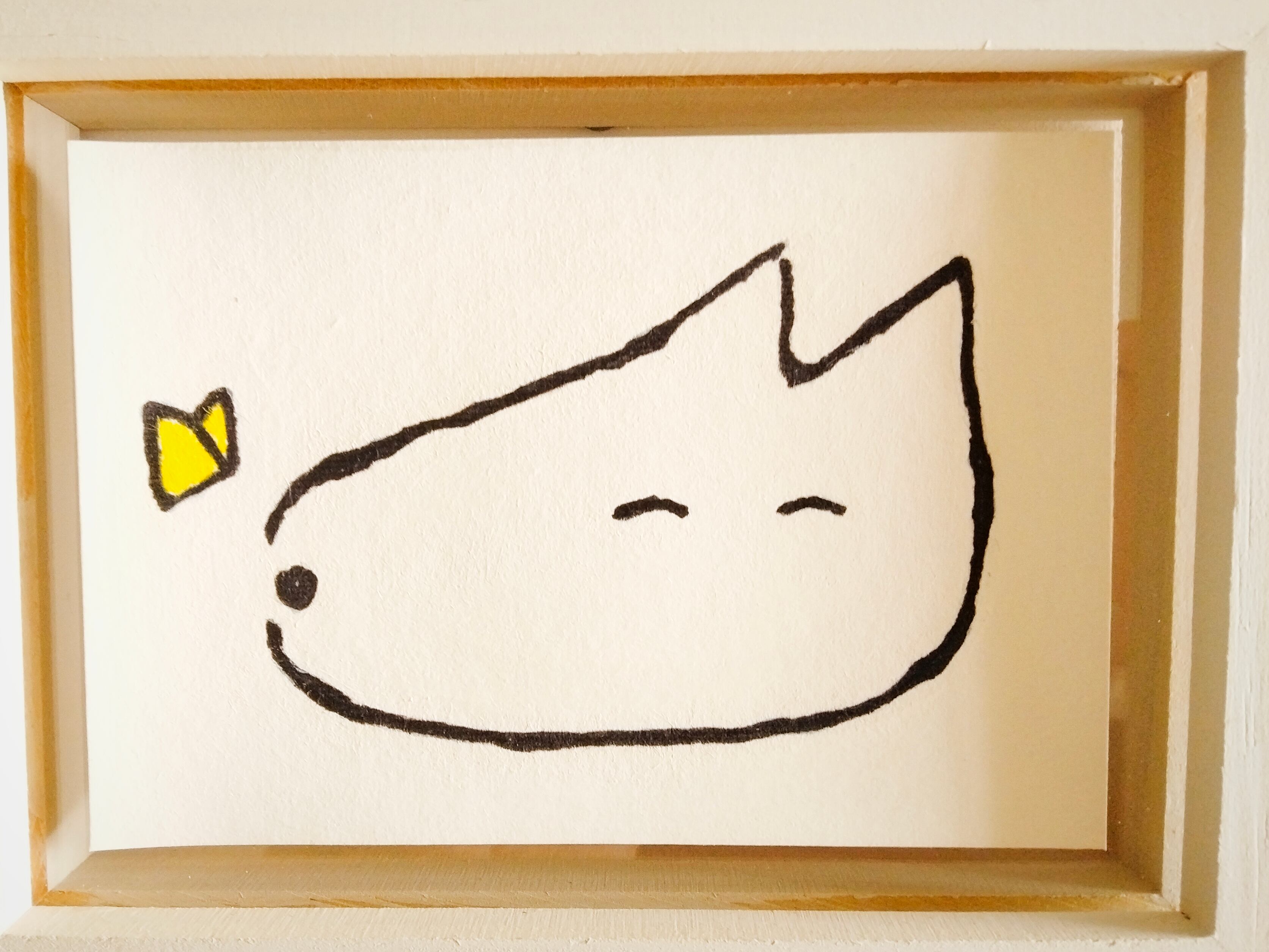 受注制作【犬・イラスト】「犬とちょうちょ」 ※木製額縁入り ・犬の絵