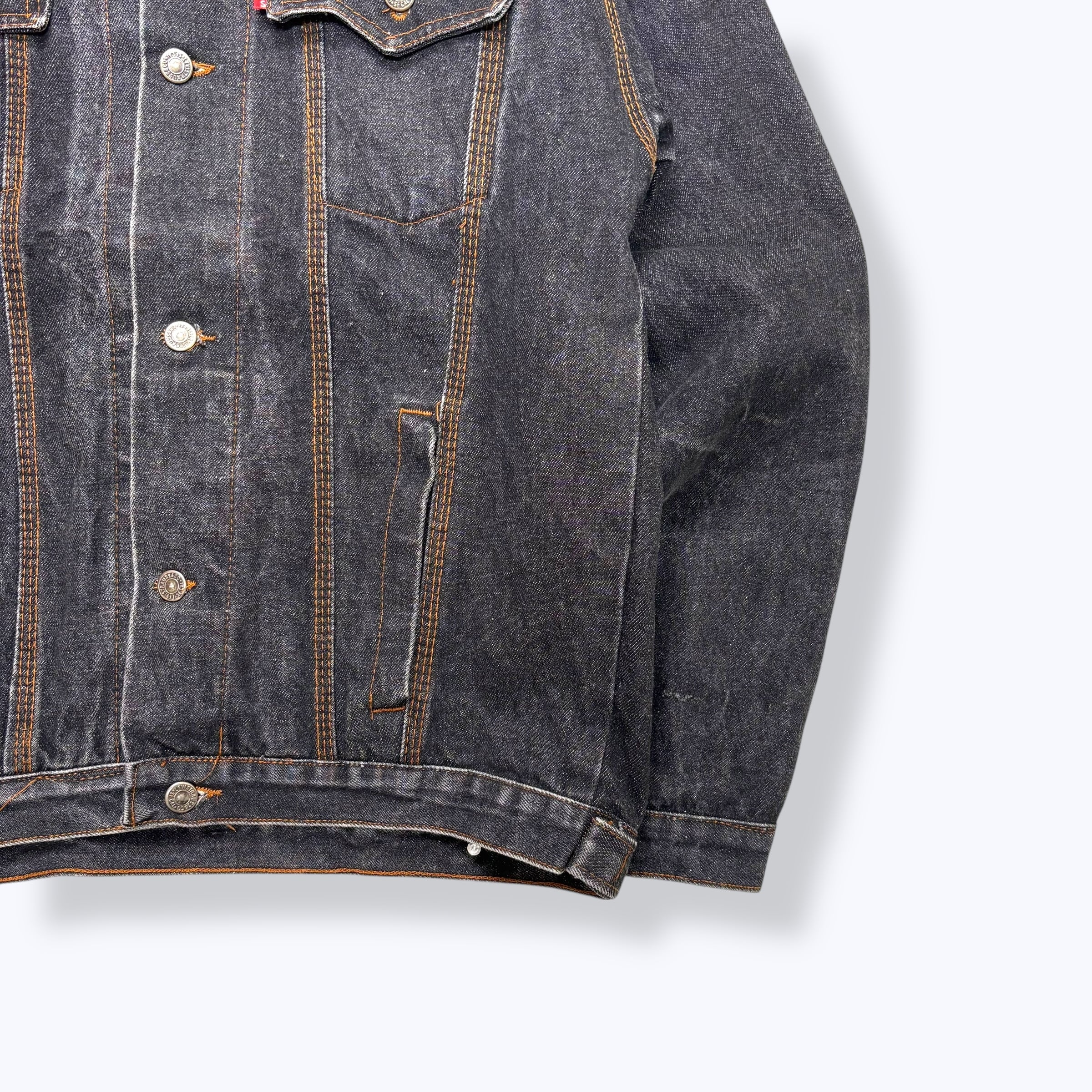 90s Levi's 70507 type Yarn Dyed Black Denim Jacket Made in USA 90