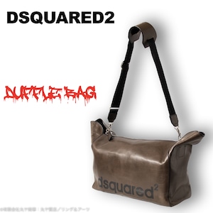 ディースクエアード：ロゴ入りレザーダッフルバッグ／ドラムバッグ／ジムバッグ／DSQUARED2 DUFFLEBAG GymBag traveringbag overnightbag D2