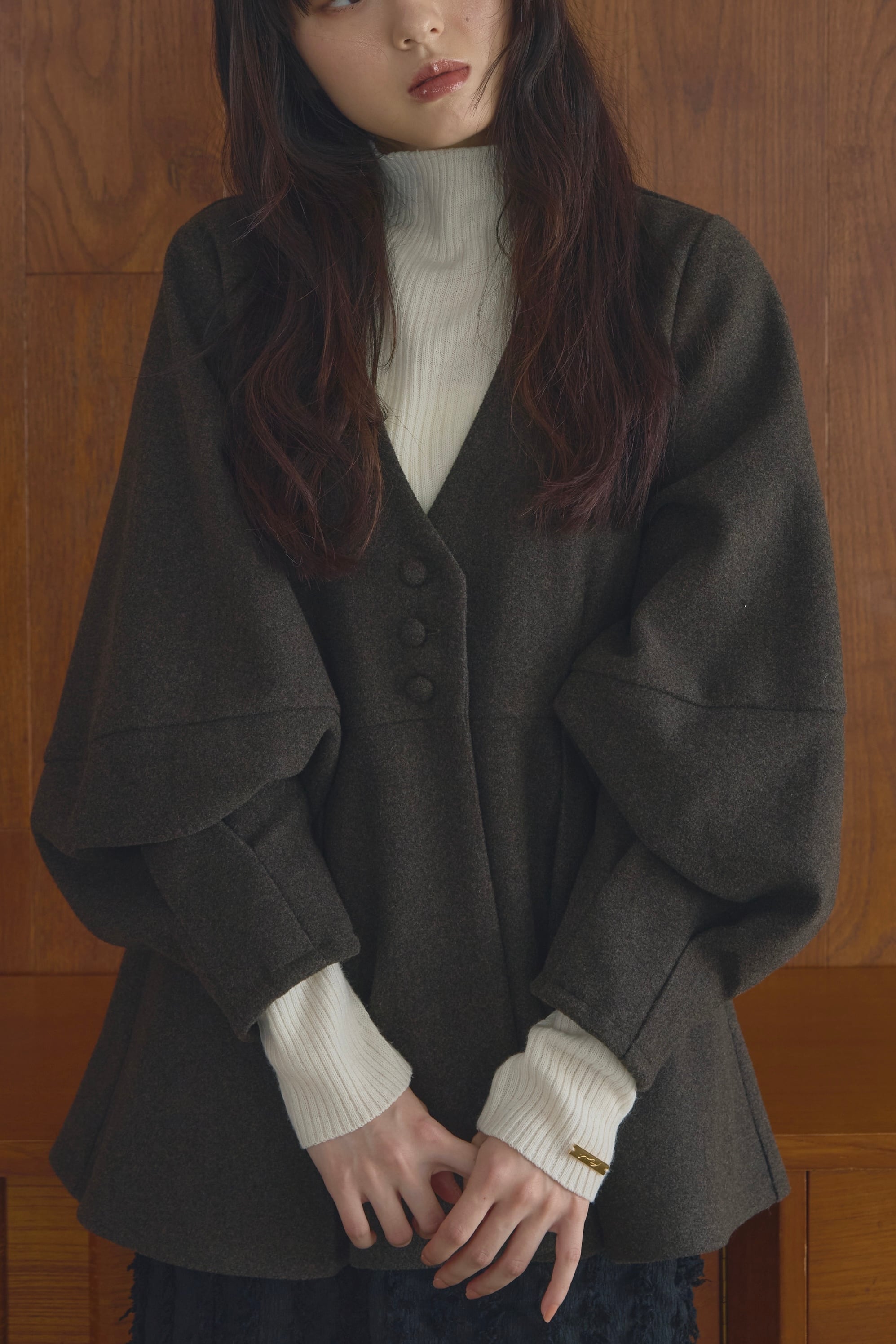 ジャケット・アウター Alumu. melton peplum button tops AM471003 melton peplum button tops 【12月上旬予約商品】 | Alumu.