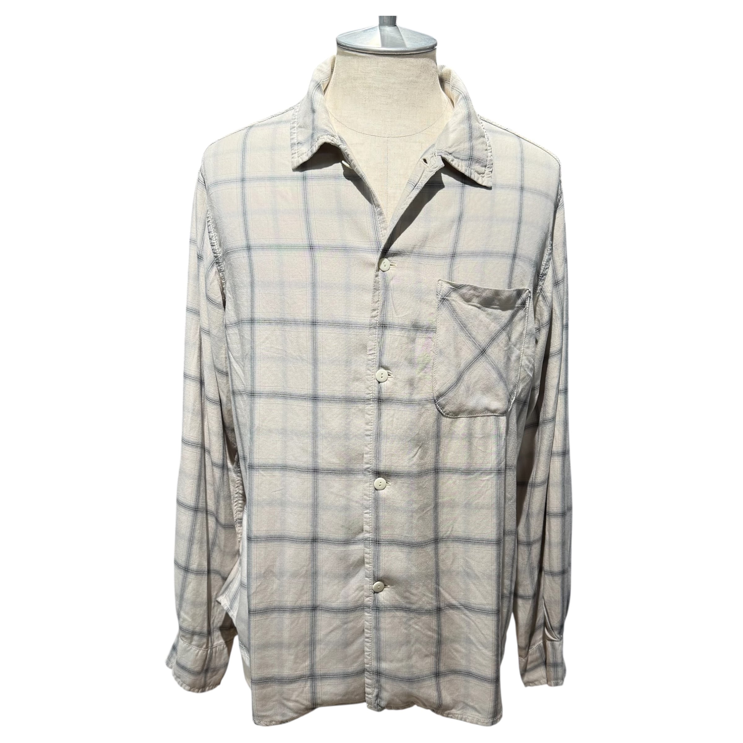 REMI RELIEF / Rayon Twill Check Shirt Off White | 【FLAGS】メンズ