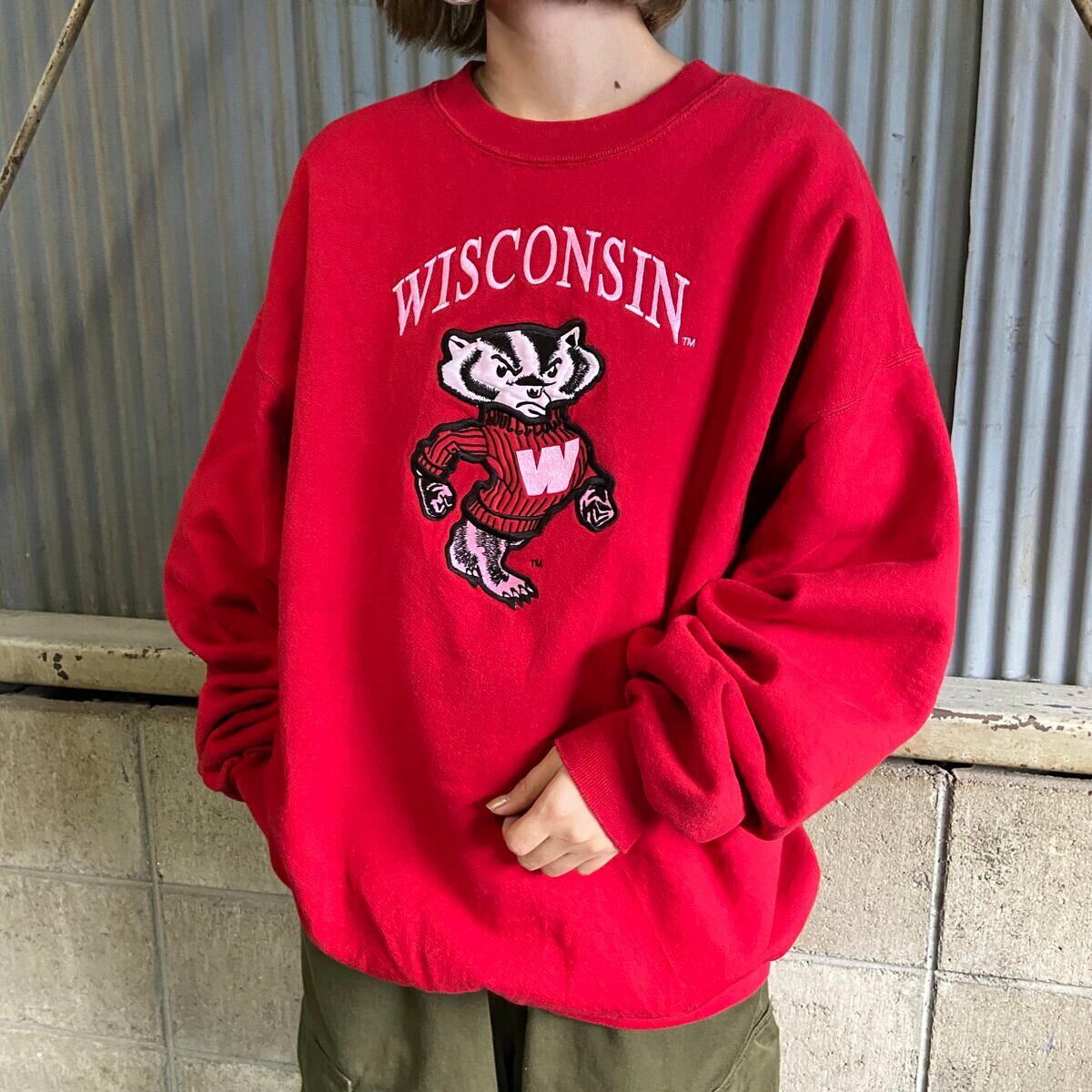 USA製 ウィスコンシンバジャーズ カレッジチーム刺繍 スウェット メンズXL 古着 WISCONSIN マスコット ワッペン トレーナー レッド  赤【スウェット】【SW20】【AN20】 | cave 古着屋【公式】古着通販サイト