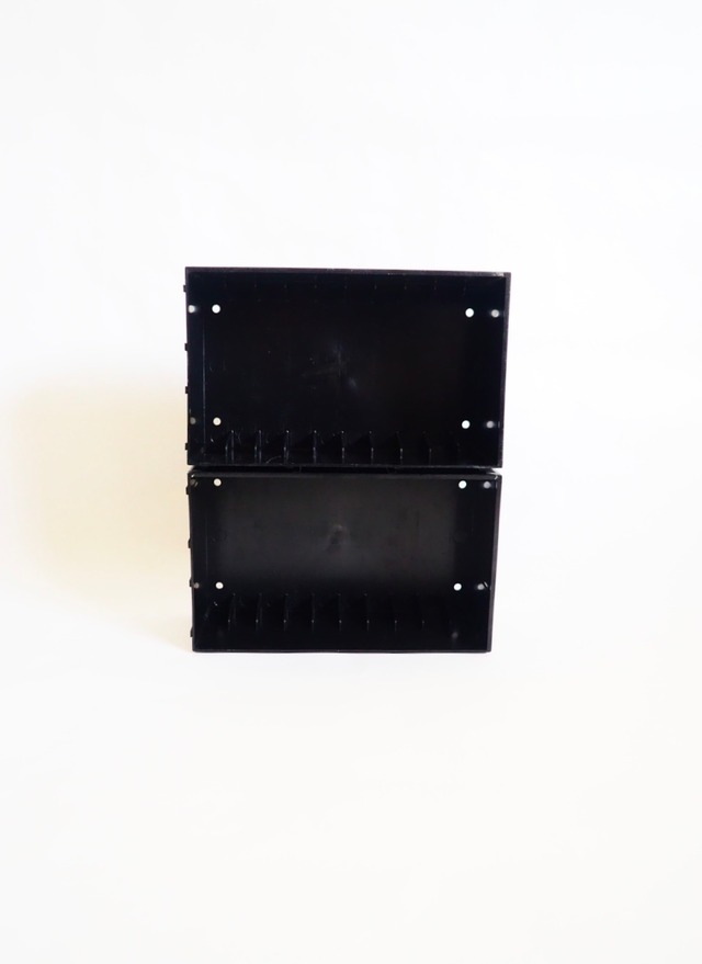 black plastic cassette tape case