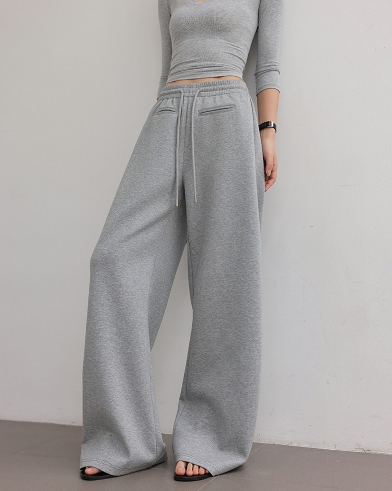 Pocket design wide Leg sweat pants L0177