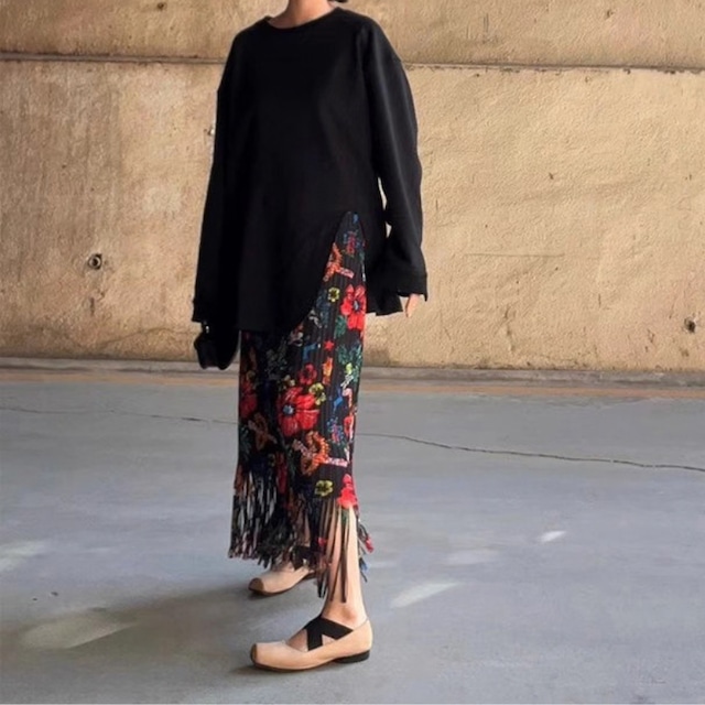 fringe floral skirt 10994